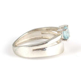 Sterling Silver Aquamarine Double Row Ring - Solitaire & Band Style