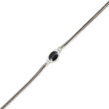 Sterling Silver Foxtail Chain Bracelet with Deep Onyx Zircon