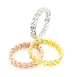 Sterling Silver Twisted Chain Link Ring - Modern Design
