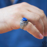Premium Sterling Silver Oval Lapis Lazuli Men's Ring
