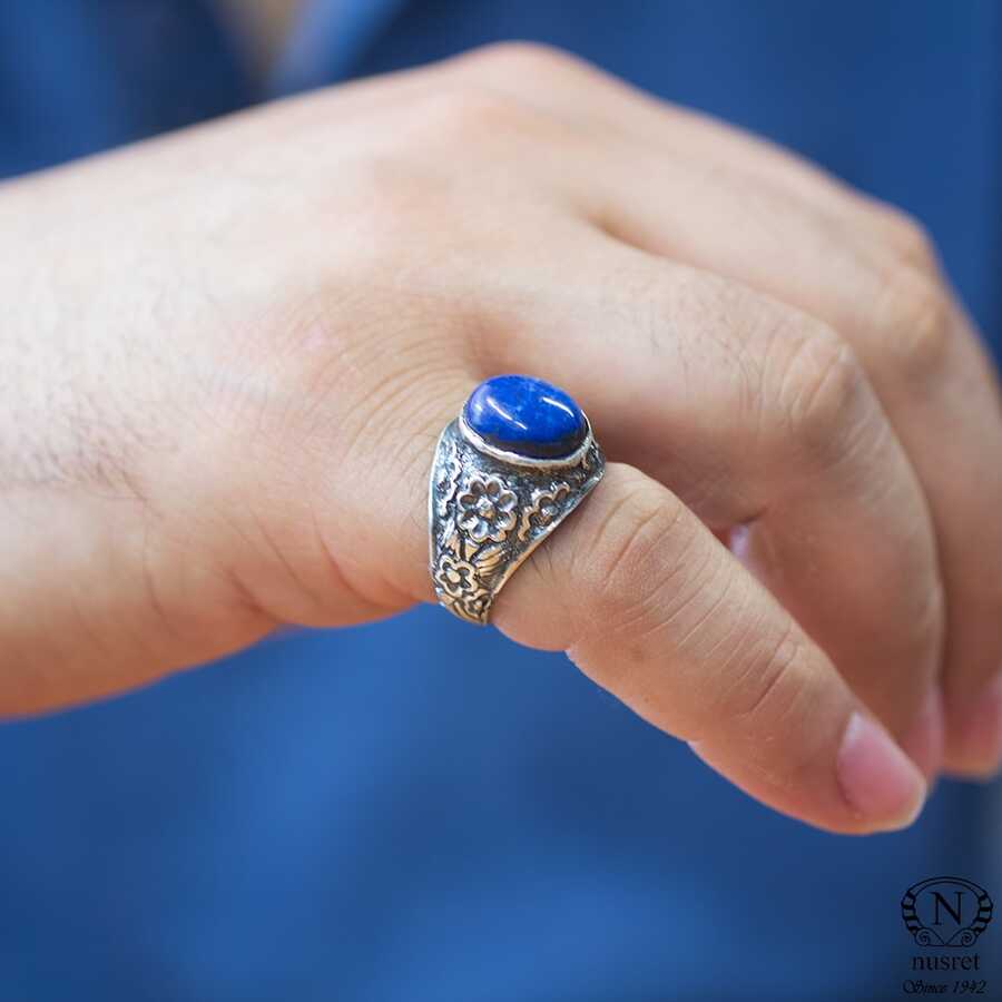Premium Sterling Silver Oval Lapis Lazuli Men's Ring