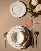 New Bone Porcelain 24-Piece Dinner Set - Elegant Relief & Gold