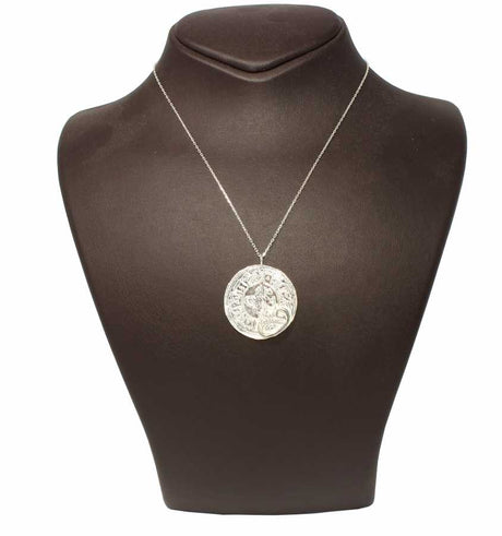 Sterling Silver Ottoman Coin & Vav Letter Pendant Necklace