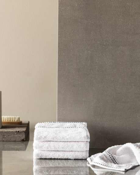 Premium 100% Cotton Hand Towel Set - 4 Pack - White & Gray