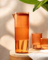 Durable Plastic Carafe - Modern Ribbed Design for Entertaining