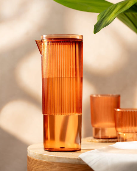 Durable Plastic Carafe - Modern Ribbed Design for Entertaining