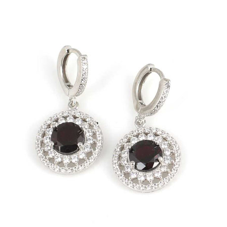 925 Sterling Silver Garnet & Zircon Double-Row Entourage Earrings