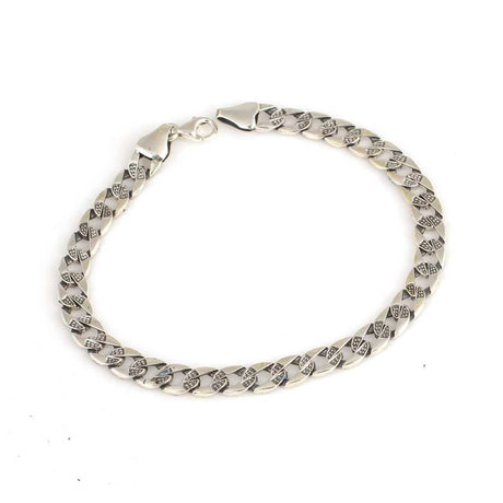 925 Sterling Silver Gourmet Chain Bracelet - Patterned Links