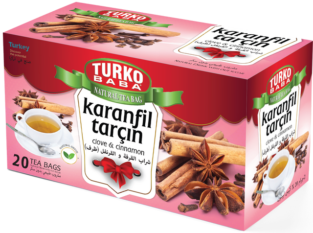 TURKOBABA Premium Clove & Cinnamon Herbal Tea Bags - 20 Count