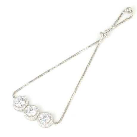 Premium 925 Sterling Silver Round Zircon Adjustable Bracelet