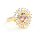 925 Sterling Silver Zultanite Teardrop Ring with Baguette Accents