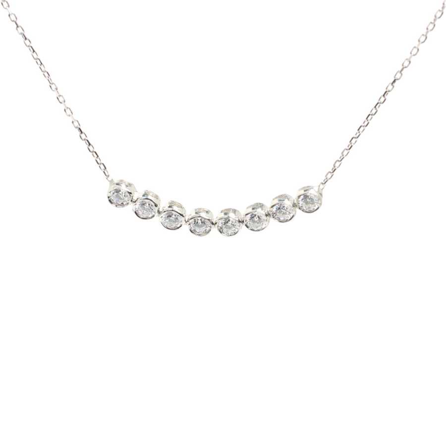925 Sterling Silver 8-Stone Rivière Necklace - White Zircon