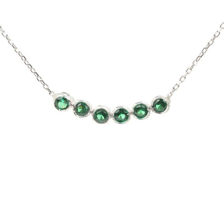Sterling Silver 6-Row River of Light Necklace with Emerald Zircon