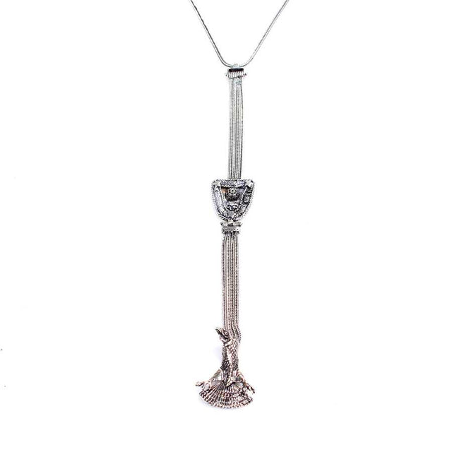 Sterling Silver Eagle Pendant Long Necklace - Oxidized Finish