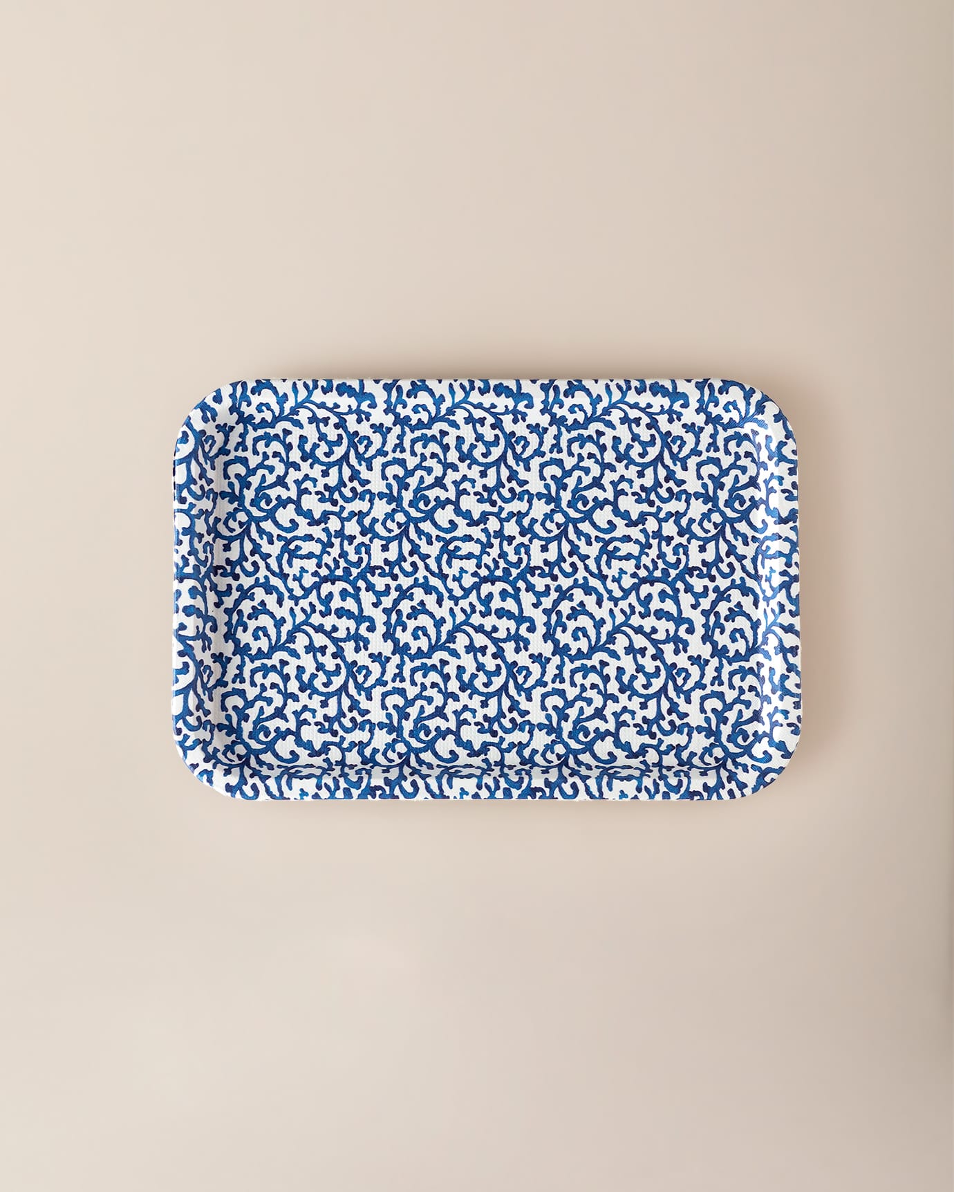 Kunststoff-Rechtecktablett – Reve Bleu Blau-Weißes Design