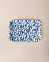Kunststoff-Rechtecktablett – Reve Bleu Blau-Weißes Design