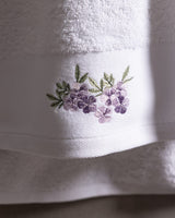 100% Cotton Fluffy Face Towel, Ultra Soft & Absorbent, White & Lilac