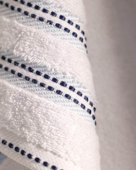 100% Cotton Bath Towel - Soft, Absorbent & Quick Dry - White & Blue