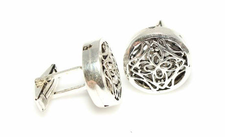 925 Sterling Silver Filigree Round Cufflinks