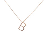 Sterling Silver 3D Letter B Pendant Necklace - Elegant & Personalized