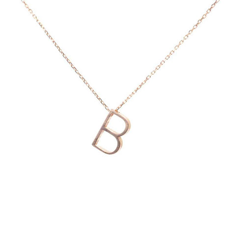 Sterling Silver 3D Letter B Pendant Necklace - Elegant & Personalized