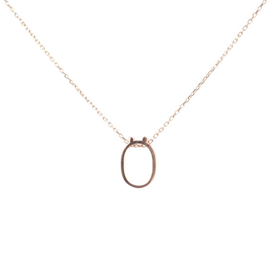 Sterling Silver 3D Letter O Initial Pendant Necklace