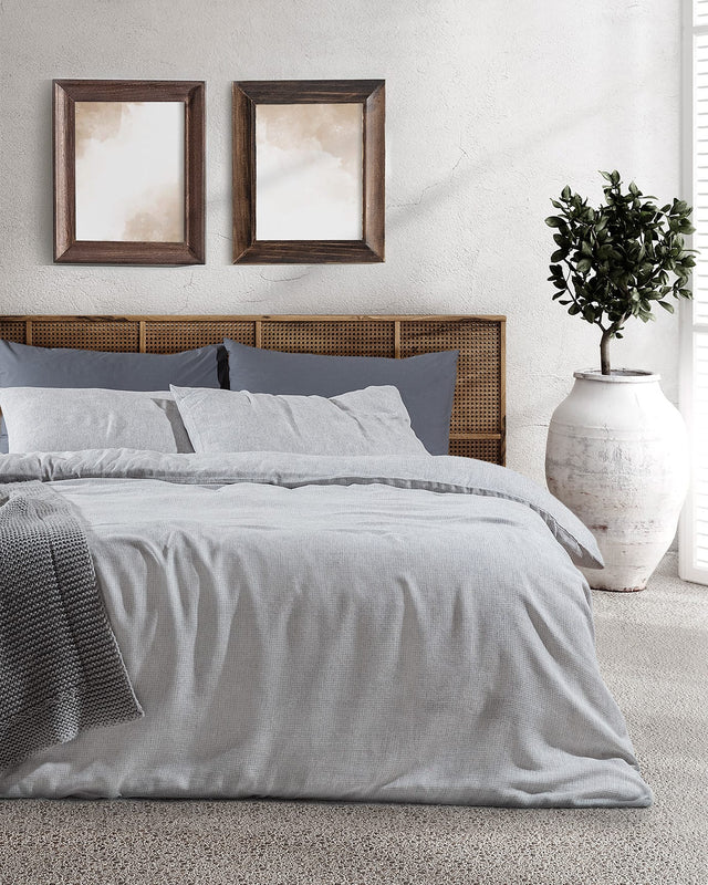 Viscose Blend Double Duvet Cover Set - Jacquard Weave Design