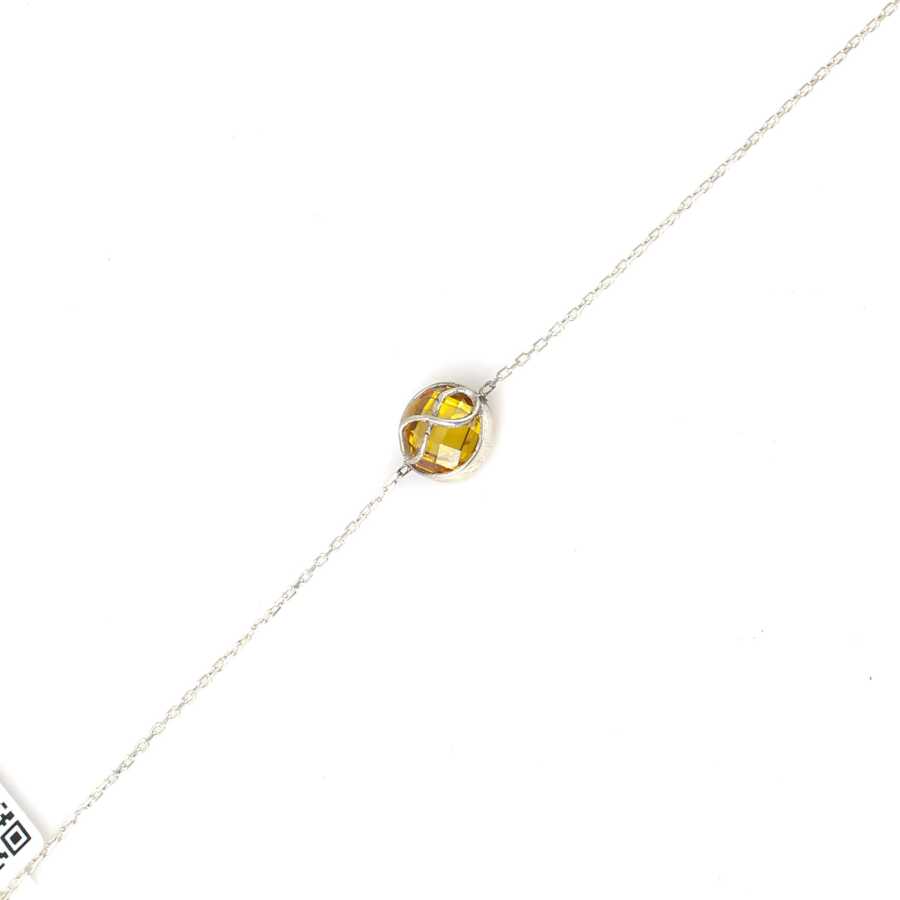 925 Sterling Silver Synthetic Citrine Infinity Bracelet