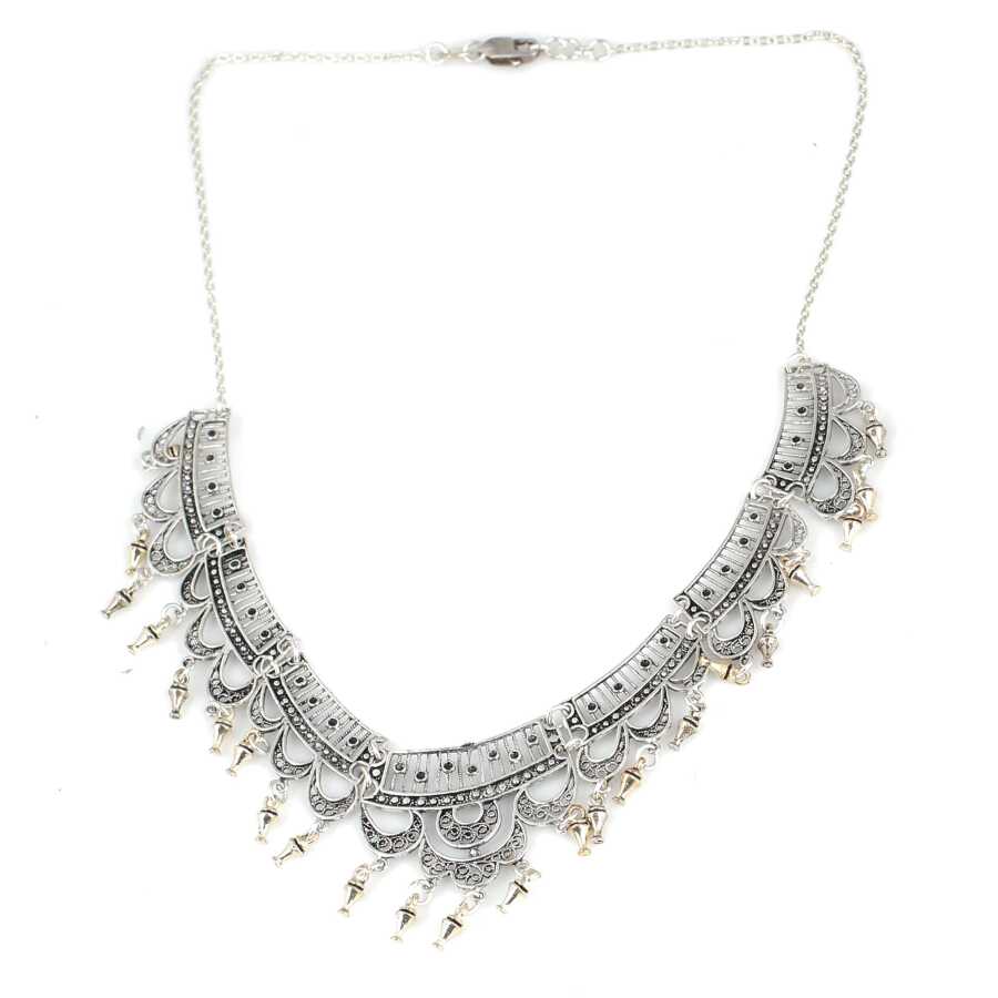 Sterling Silver Filigree Necklace - Traditional Cylindrical Design