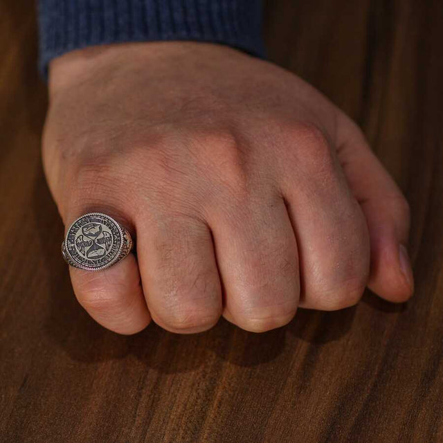 Professional 925 Sterling Silver Engraved Men's Ring