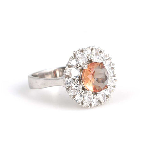 Sterling Silver Zultanite & Zircon Halo Ring - Round Cut