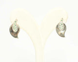 925 Sterling Silver Leaf Drop Earrings with Green Zircon Stones