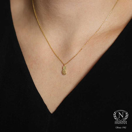 Sterling Silver Tiny Pineapple Pendant Necklace - Minimalist Charm