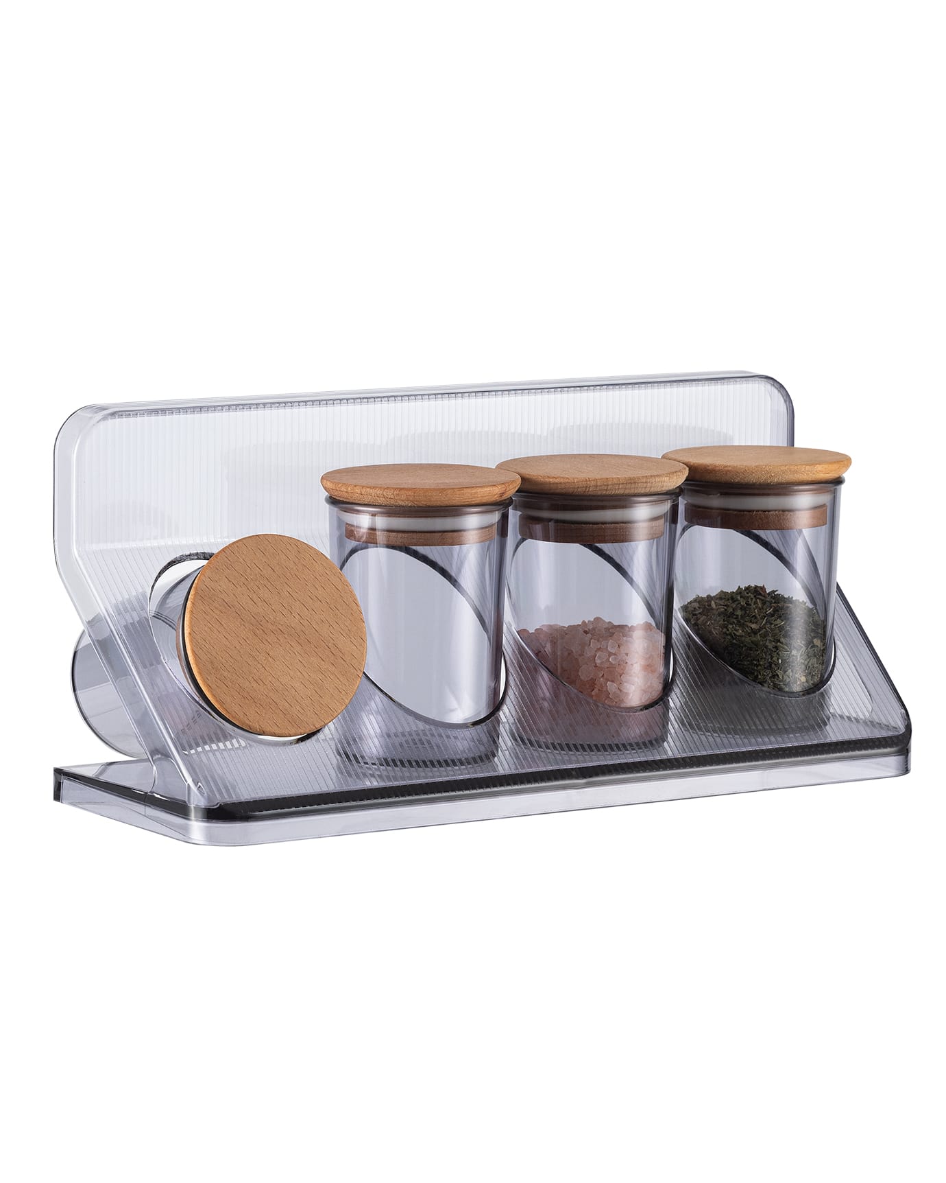 4-Piece Spice Jar Set - Smoke Grey Kitchen Seasoning Organizer
