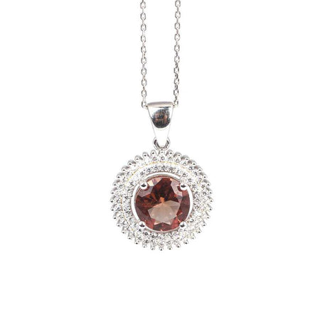 925 Sterling Silver Zultanite & Zircon Double Halo Pendant Necklace