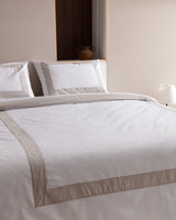 100% Cotton King Size Duvet Cover Set - Soft & Serene White/Stone