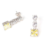 925 Sterling Silver Square Citrine & Zircon Fancy Earrings