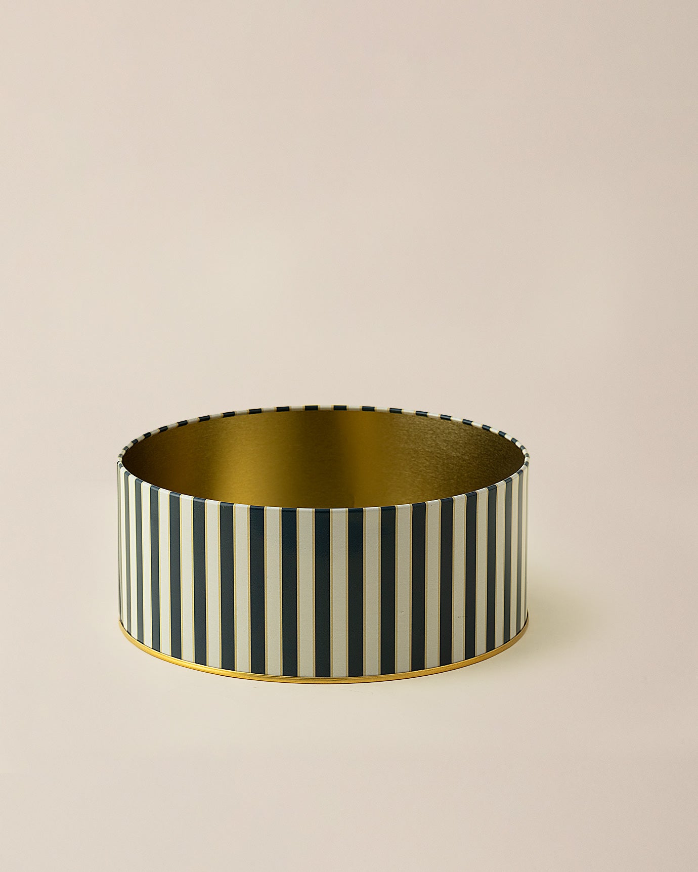 Elegant Metal Storage Box - Round Jasmin Navy Beige Food Safe