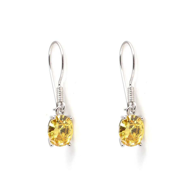 Professional Grade Sterling Silver Oval Yellow Citrine Earrings
