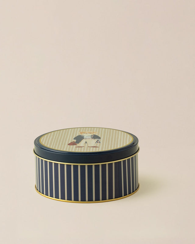 Round Metal Storage Canister - Modern Dual-Tone Kitchen Accent