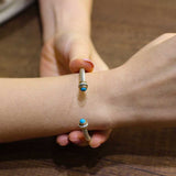 Men's 925 Sterling Silver Twisted Bracelet with Natural Turquoise