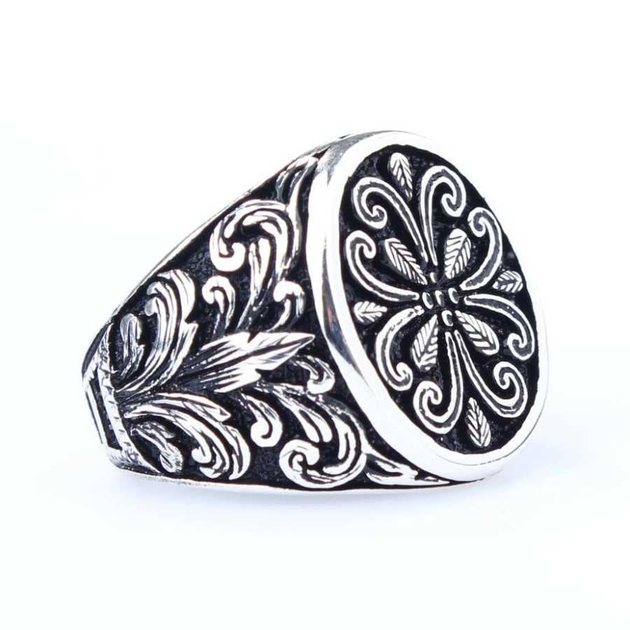 Premium Sterling Silver Motif Men's Ring