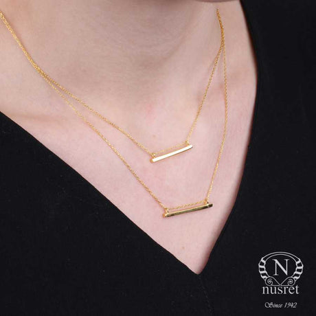 Sterling Silver Double Bar Necklace - Minimalist Layered Style