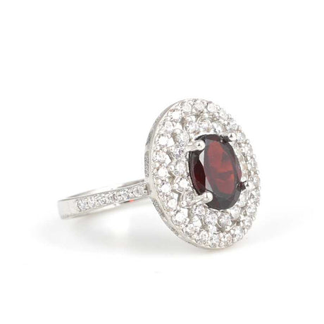 Premium 925 Sterling Silver Oval Garnet Ring