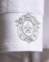 Luxury 100% Cotton Embroidered Bath Towel, White & Silver
