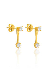 Sterling Silver Zircon Double Stone Stud Earrings
