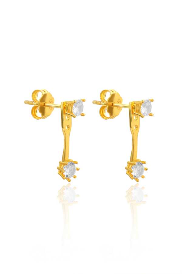 Sterling Silver Zircon Double Stone Stud Earrings