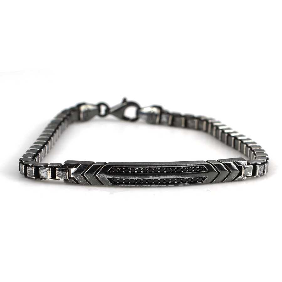 Premium 925 Sterling Silver Onyx Detailed Bracelet