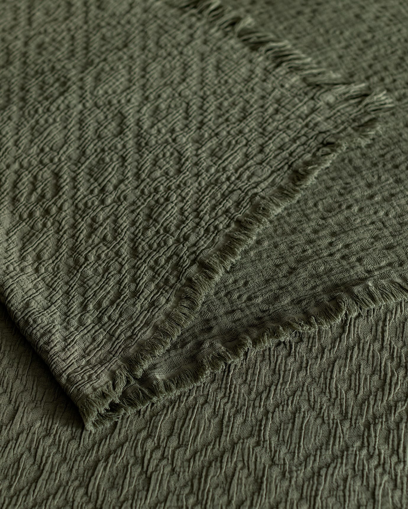 Premium Double Cotton Bedspread Khaki Luxury