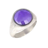 Premium Sterling Silver Amethyst Gemstone Men's Ring